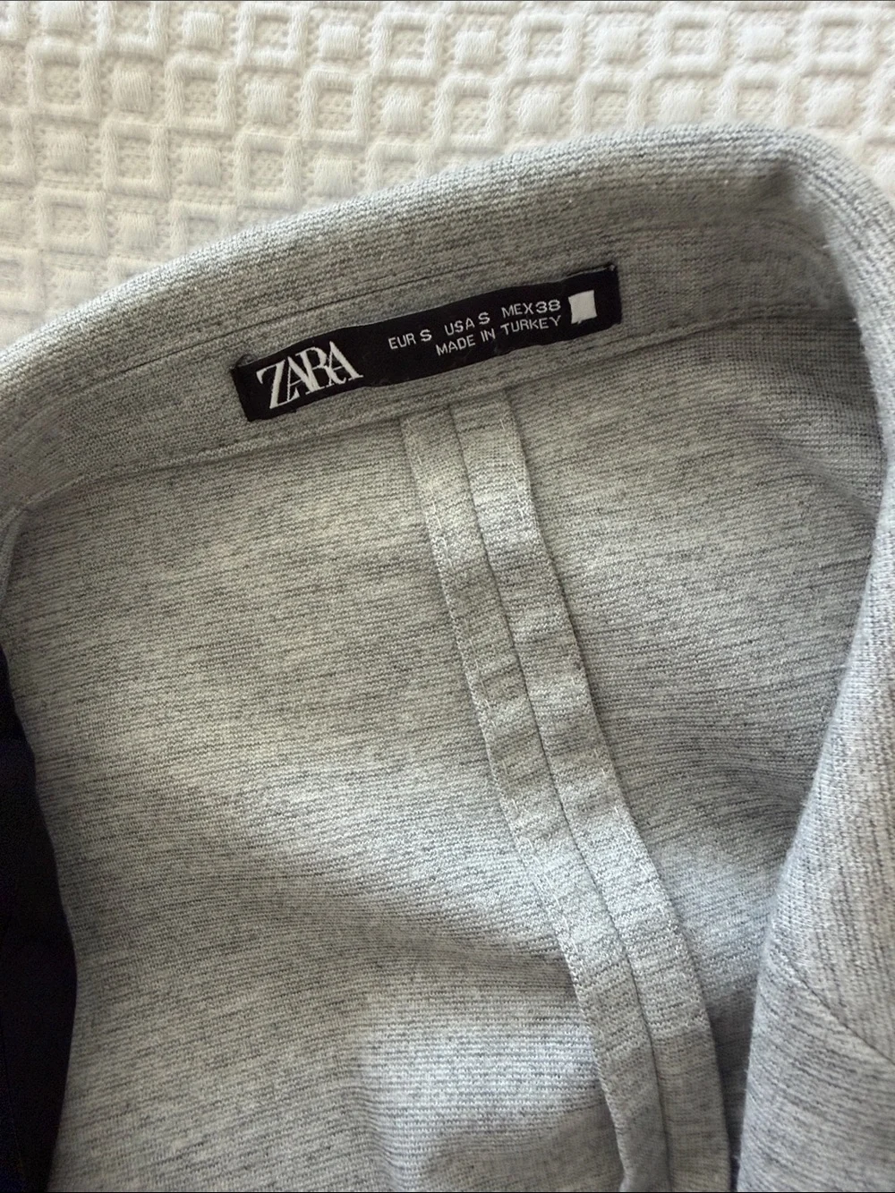 Zara Light Gray Single-Button Knit Blazer